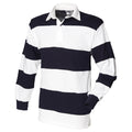 Blanc-Bleu marine (col blanc) - Front - Front Row - Polo de rugby - Hommes
