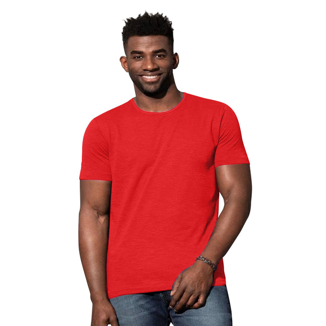 Rouge - Back - Stedman - T-shirt en fil flammé STARS SHAWN - Homme