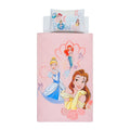 Rose - Bleu - Blanc - Front - Disney Princess - Parure de lit