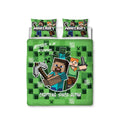 Vert - Multicolore - Front - Minecraft - Parure de lit