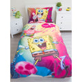 Rose - Bleu - Jaune - Back - SpongeBob SquarePants - Parure de lit