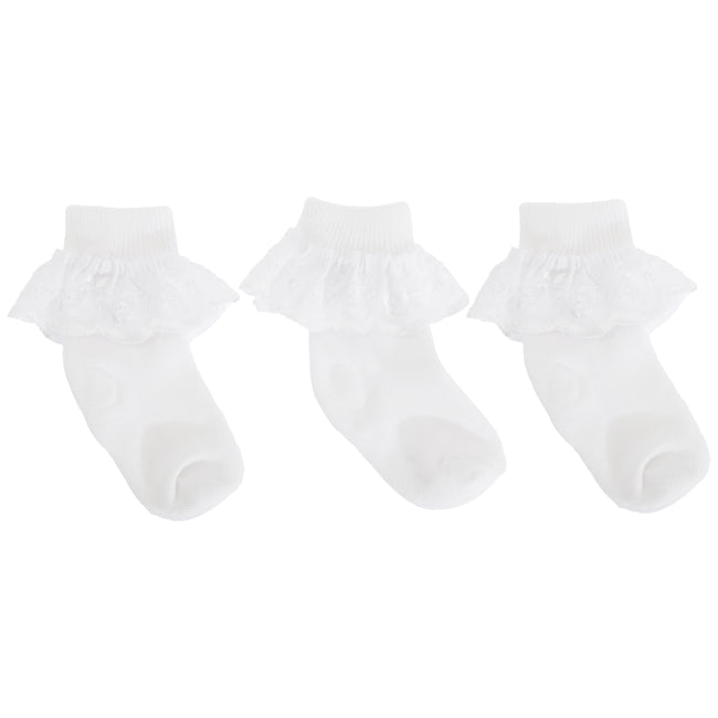 Blanc - Front - Chaussettes à motif floral (3 paires) - Bébé fille