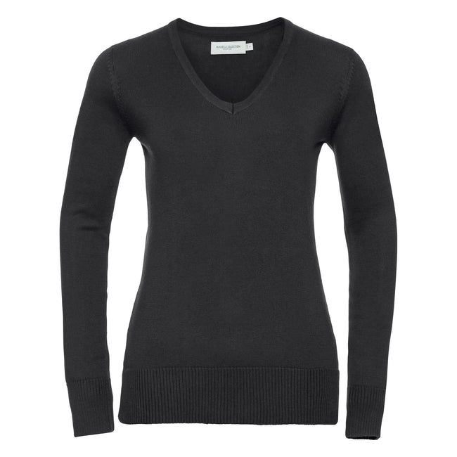 Noir - Front - Russell - Pull col V COLLECTION - Femme