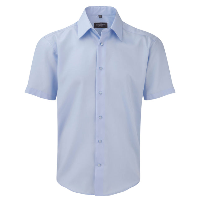 Bleu clair - Front - Russell - Chemise à manches courtes sans repassage - Homme