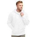 Blanc - Back - SG - Sweatshirt uni à capuche et fermeture zippée - Homme