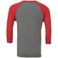 Gris-rouge vif chiné - Back - Canvas - T-shirt de baseball à manches 3-4 - Homme
