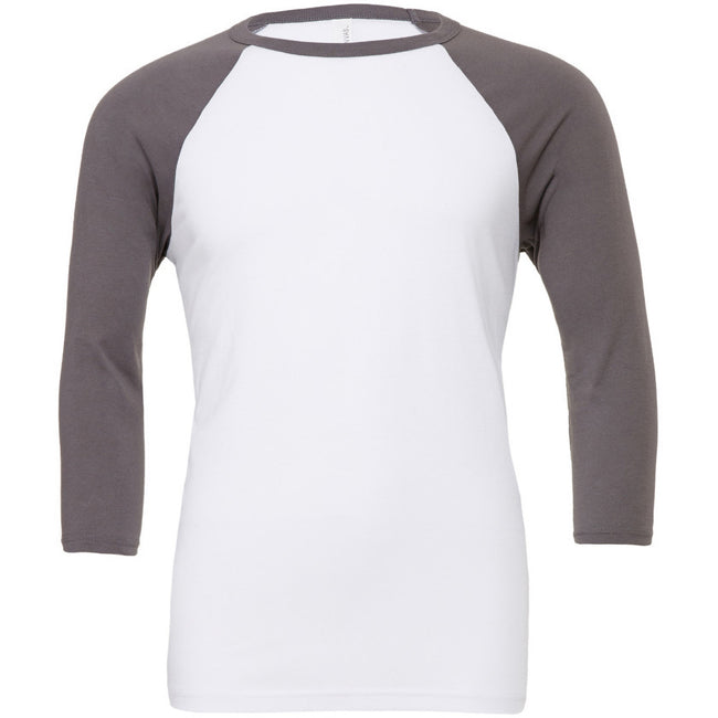 Blanc-gris - Front - Canvas - T-shirt de baseball à manches 3-4 - Homme