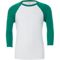 Blanc-vert - Front - Canvas - T-shirt de baseball à manches 3-4 - Homme