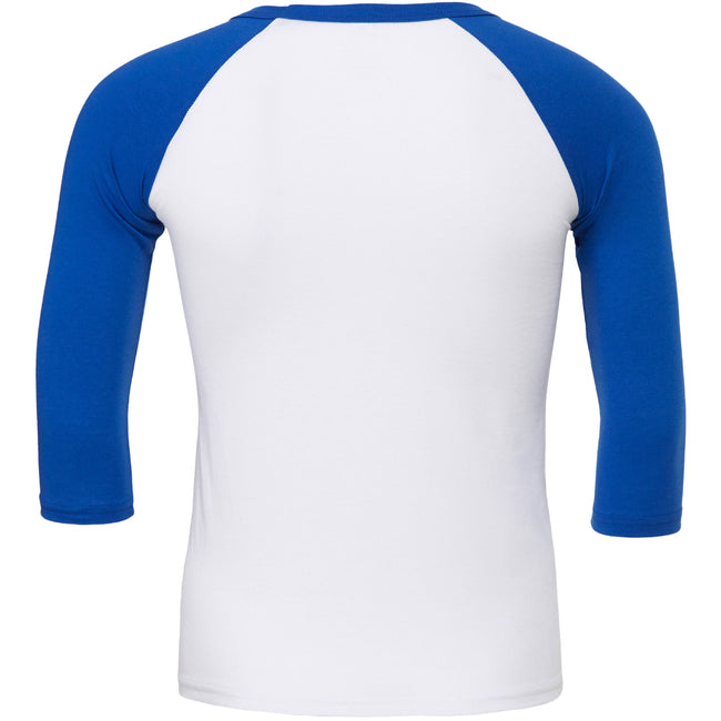 Blanc-bleu roi - Back - Canvas - T-shirt de baseball à manches 3-4 - Homme