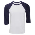 Blanc-bleu marine - Front - Canvas - T-shirt de baseball à manches 3-4 - Homme