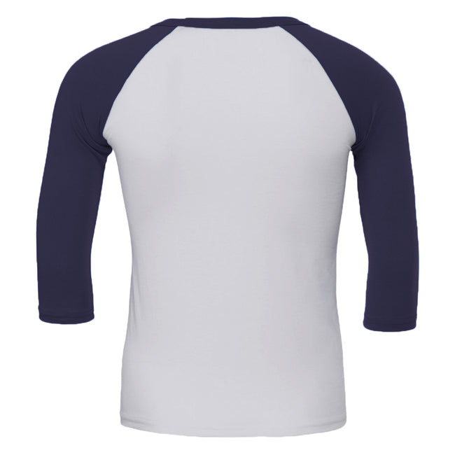 Blanc-bleu marine - Back - Canvas - T-shirt de baseball à manches 3-4 - Homme