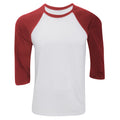 Blanc-rouge - Front - Canvas - T-shirt de baseball à manches 3-4 - Homme
