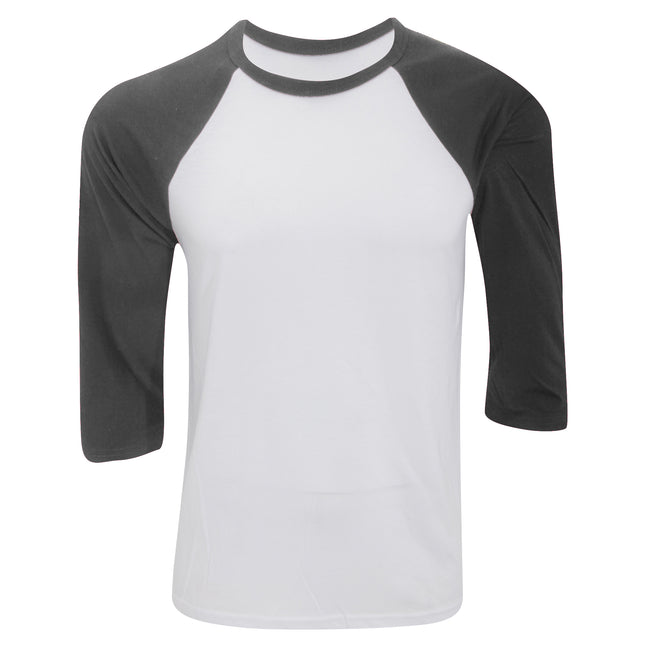 Blanc-gris foncé - Front - Canvas - T-shirt de baseball à manches 3-4 - Homme