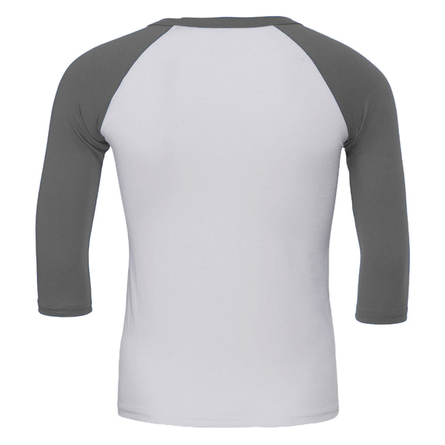 Blanc-gris foncé - Back - Canvas - T-shirt de baseball à manches 3-4 - Homme