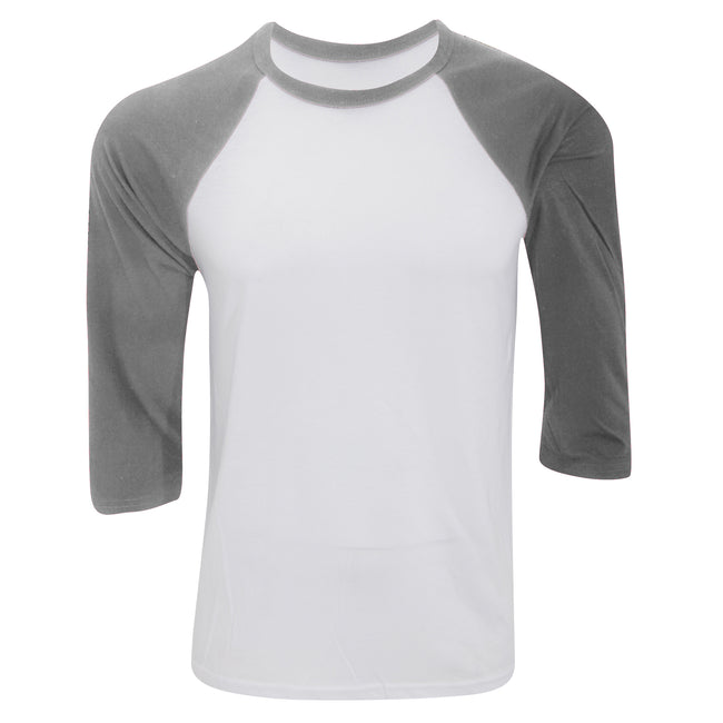 Blanc-gris clair - Front - Canvas - T-shirt de baseball à manches 3-4 - Homme