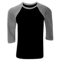 Noir-gris chiné - Front - Canvas - T-shirt de baseball à manches 3-4 - Homme