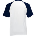 Blanc-Bleu marine profond - Back - T-shirt de baseball à manches courtes Fruit Of The Loom pour homme
