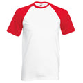 Blanc-Rouge - Front - T-shirt de baseball à manches courtes Fruit Of The Loom pour homme