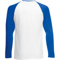 Blanc-Bleu royal - Back - T-shirt de baseball à manches longues Fruit Of The Loom pour homme