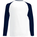 Blanc-Bleu marine profond - Back - T-shirt de baseball à manches longues Fruit Of The Loom pour homme
