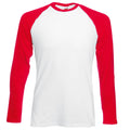 Blanc-Rouge - Front - T-shirt de baseball à manches longues Fruit Of The Loom pour homme