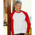 Blanc-Rouge - Back - T-shirt de baseball à manches longues Fruit Of The Loom pour homme
