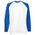 Blanc-Bleu royal - Front - T-shirt de baseball à manches longues Fruit Of The Loom pour homme