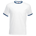 Blanc- Bleu marine - Front - Fruit Of The Loom -T-shirt à manches courtes - Homme