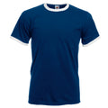 Bleu marine- Blanc - Front - Fruit Of The Loom -T-shirt à manches courtes - Homme