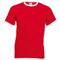 Rouge- Blanc - Front - Fruit Of The Loom -T-shirt à manches courtes - Homme