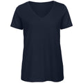 Bleu marine - Front - B&C Favourite - T-Shirt en coton bio à  col V - Femme