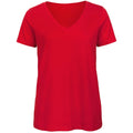 Rouge - Front - B&C Favourite - T-Shirt en coton bio à  col V - Femme