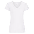 Blanc - Front - T-shirt à col V et manches courtes - Femme