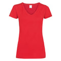 Rouge vif - Front - T-shirt à col V et manches courtes - Femme