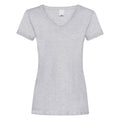 Gris marne - Front - T-shirt à col V et manches courtes - Femme