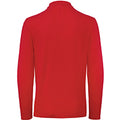 Rouge - Back - B&C - Polo manches longues - Hommes