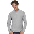 Gris - Side - B&C - Polo manches longues - Hommes