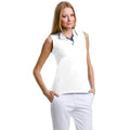 Blanc-Bleu marine - Side - Polo sans manches Gamergear® pour femme