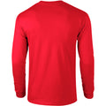 Rouge - Back - T-shirt uni à manches longues Gildan pour homme