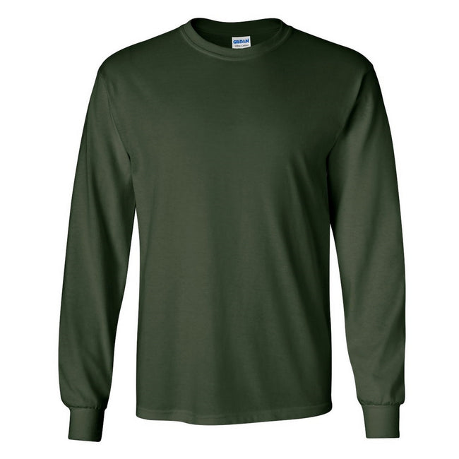 Vert forêt - Front - T-shirt uni à manches longues Gildan pour homme