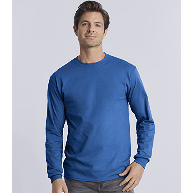 Bleu royal - Close up - T-shirt uni à manches longues Gildan pour homme