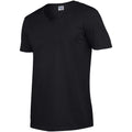 Noir - Side - Gildan - T-shirt à manches courtes et col en V - Homme