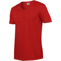 Rouge - Side - Gildan - T-shirt à manches courtes et col en V - Homme