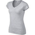 Gris sport - Side - Gildan - T-shirt à manches courtes et col en V - Femme