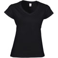 Noir - Front - Gildan - T-shirt à manches courtes et col en V - Femme