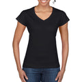 Noir - Lifestyle - Gildan - T-shirt à manches courtes et col en V - Femme