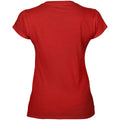 Rouge - Back - Gildan - T-shirt à manches courtes et col en V - Femme