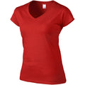 Rouge - Side - Gildan - T-shirt à manches courtes et col en V - Femme