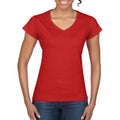 Rouge - Lifestyle - Gildan - T-shirt à manches courtes et col en V - Femme