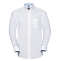 Blanc - Bleu - Front - Russell Collection - Chemise - Homme